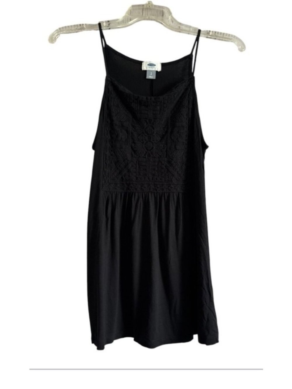 Old Navy Black Spaghetti Strap Tank Top Gathered Front Size SP
